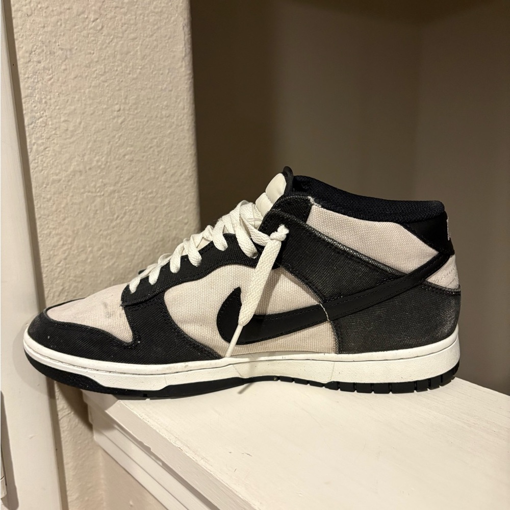 Nike Dunk Mid 'Panda' Sail/Black-Sail-Black Canvas DV0830-102 Mens Size 10.5 - Picture 5 of 9